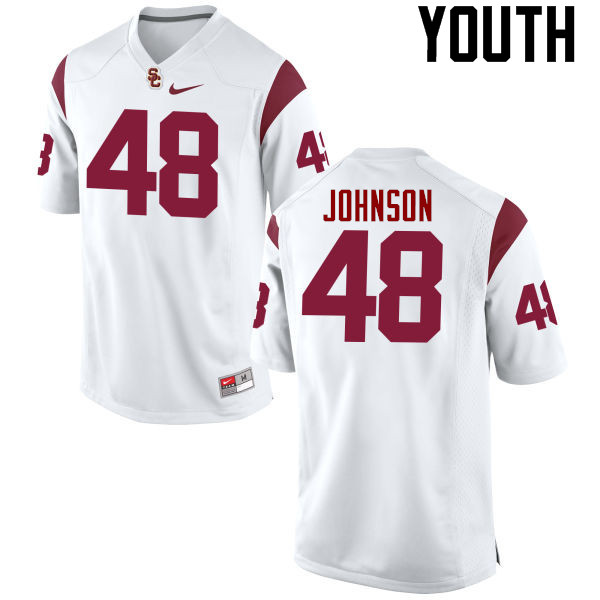 Youth #48 Damon Johnson USC Trojans College Football Jerseys-White